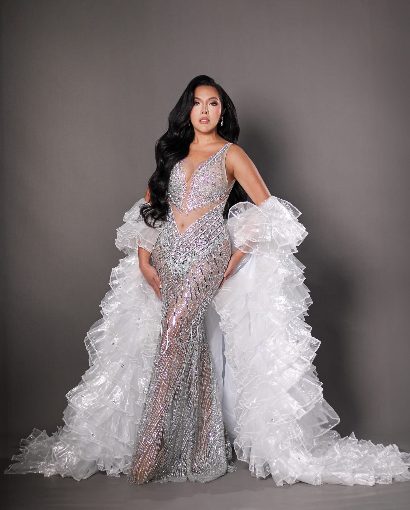 kim silver gown studio front